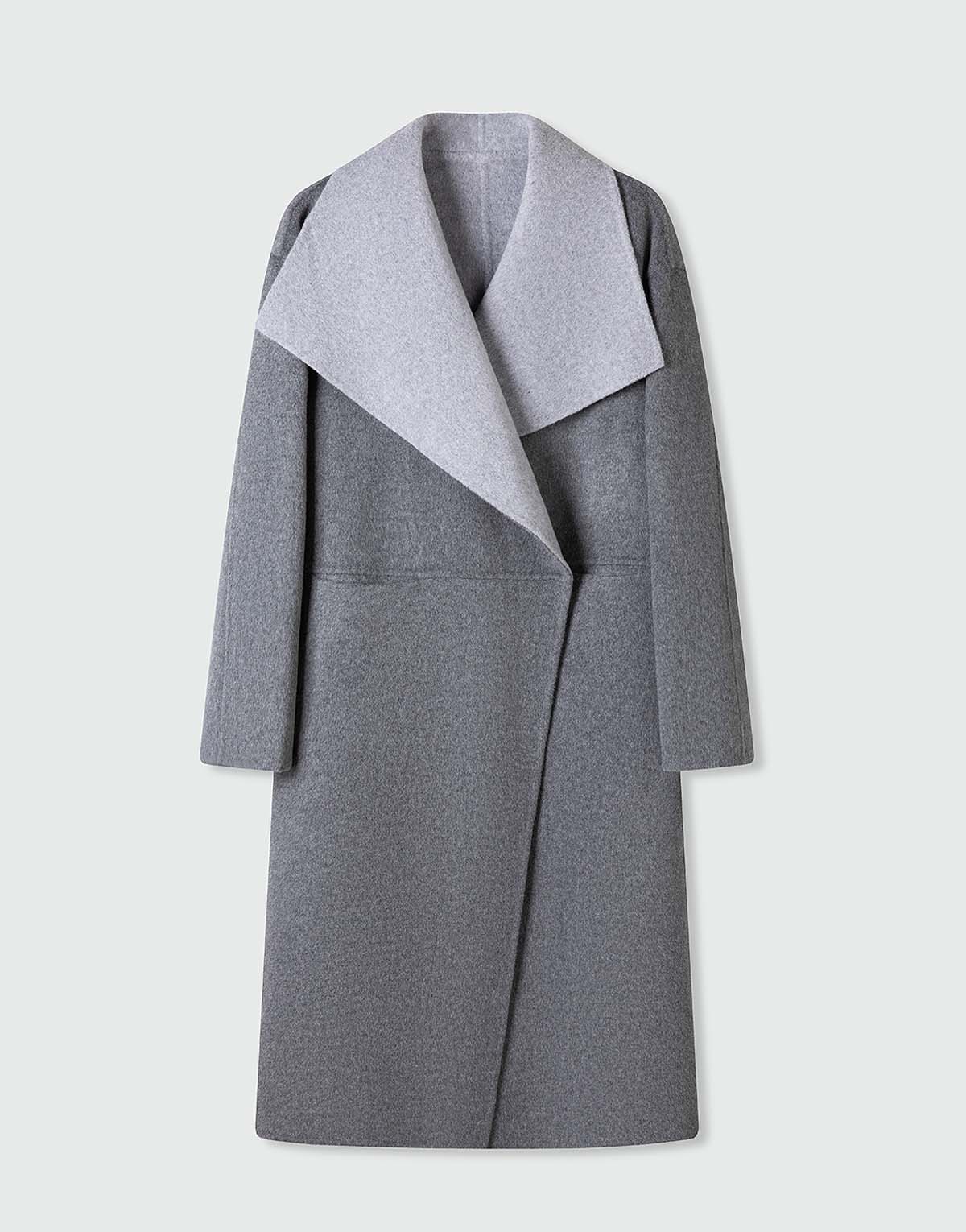 Designer Asymmetrical Double-Faced Cashmere Coat-903